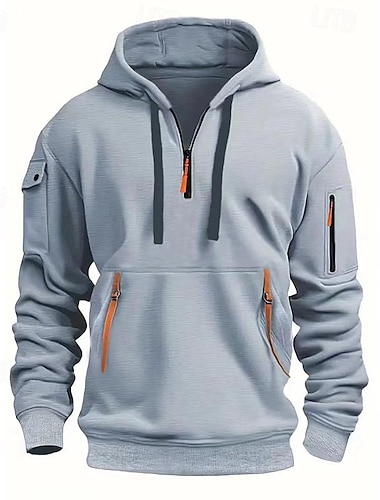  Herr Huvtröja Huvtröja med dragkedja i Quarter Taktisk Svart Vit Vinröd Marinblå Marinblå Huva Slät Ficka Sport & Utomhus Dagligen Helgdag Streetwear Häftig Ledigt Vår & Höst Kläder Pull Tröjor