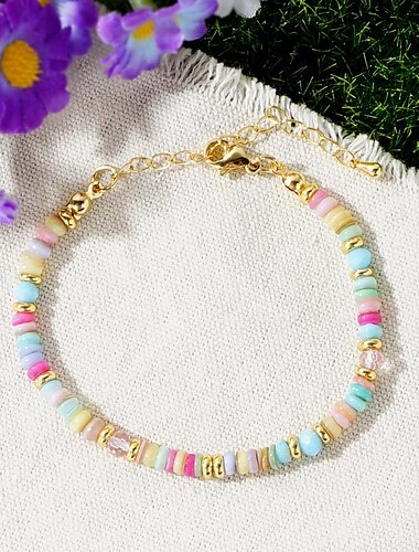  mehrfarbiges handgefertigtes Muschelarmband, exquisites Stapeldesign für weibliche Eleganz - perfekt für den Frühling &Sommer Freizeitkleidung