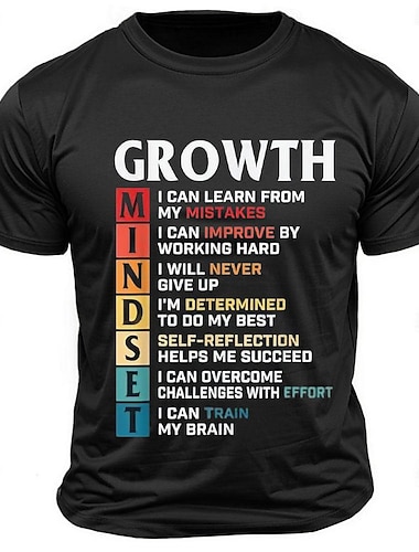  Männer's Growth Mindset Grafik T-Shirt | Motivations- und inspirierendes Selbstverbesserungs-Tee