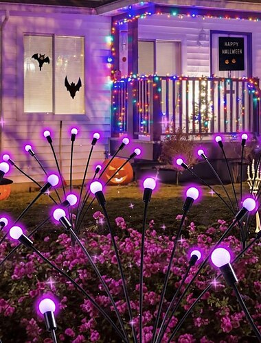  Solar wind-swing paarse vuurvlieg pad gazon verlichting - kleur veranderende led, waterdicht, automatisch aan perfect voor tuin & landschap decoratie 1/2st