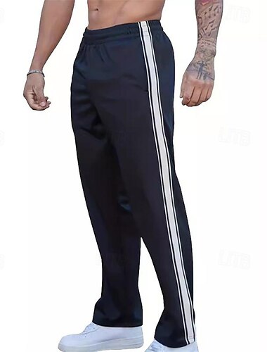  Herren Jogginghose Trainingshose Hose Hosen Jogginghose mit geradem Bein Patchwork Tasche Elastische Taille Farbblock Komfort Sports Outdoor Täglich Modisch Brautkleider schlicht Schwarz Wein