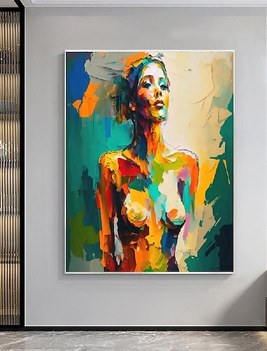  met de hand geschilderd kleurrijk vrouwenlichaam olieverfschilderij handgemaakt modern impressionisme-olieverfschilderij geïnspireerd-levendig prachtig vrouwelijk schilderij kunstmuurschildering in