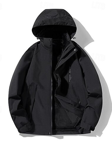 Herren Wanderjacke Regenjacke Hardshelljacke Draussen Farbblock warm Windundurchlässig Wasserdicht 3-in-1-Jacke Windbreaker-Jacke Reisen Schwarz Weiß Blau Braun