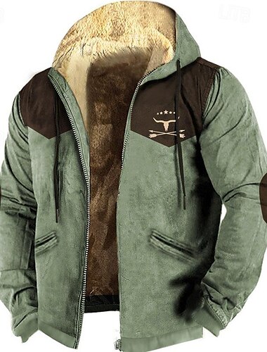  Herren Farbblock Kuh Hoodie Sweatshirt Kapuze Hoodies Pullover Kapuzenpullover mit Reißverschluss Langarm Sweatshirt mit Kapuze Mit Kapuze Täglich 3D-Druck Festtage Urlaub Ausgehen Blau Braun Vlies