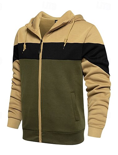  Pánské Mikina na zip Mikina s kapucí na zip Bílá Rubínově červená Vodní modrá Khaki Kapuce Barevné bloky Zapni Slátanina Kapsy Sporty a outdoor Denní Dovolená Polyester Šik ven Základní Na běžn