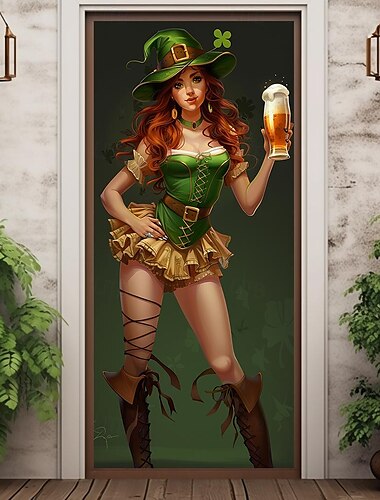  Deutsche Oktoberfest 2025 Vintage Frau Türabdeckungen Türteppich Türvorhang Dekoration Rückwand Türbanner für die Eingangstür Bauernhaus Urlaub Party Dekorationsbedarf