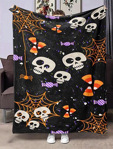  Decke mit hochauflösendem Digitaldruck und Halloween-Design – 100 % Polyester