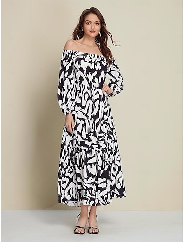  robe longue en satin à épaules dénudées et imprimé graffiti abstrait