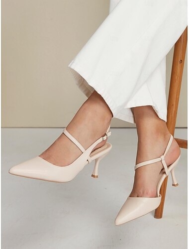  κομψές γυναικείες γυμνές γόβες με τακούνι slingback – άνετα παπούτσια φορέματος με μυτερή μύτη
