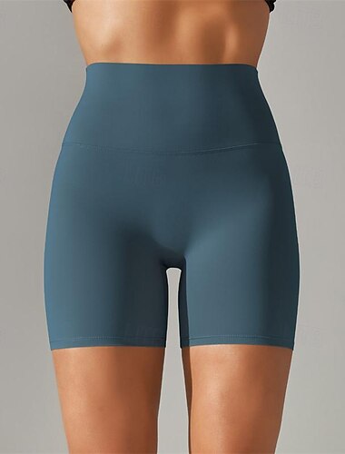  Damen Fitnessshorts Yogashorts Trainingsshorts Elastischer Bund Hohe Taille Yoga Fitnesstraining Pilates Shorts Schwarz Dunkellila Hellgrau Sport Sportkleidung Dehnbar Schlank