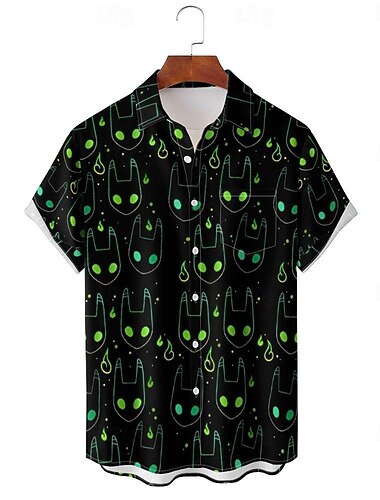  Halloween Stampe astratte Informale Divertente Comodo Uomini e donne Maniche corte Appuntamento Per uscire Compleanno Primavera estate Colletto Stampe Sottile Nero Terital