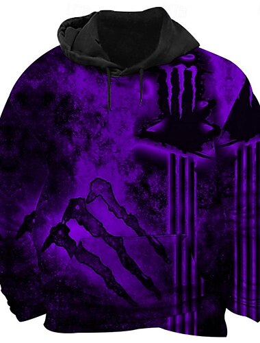  Homens Gráfico Moletom Moletons Moletom Manga Longa Moletom com capuz Com Capuz Legal Impressão 3D Vermelho Roxo Outono Inverno Designer