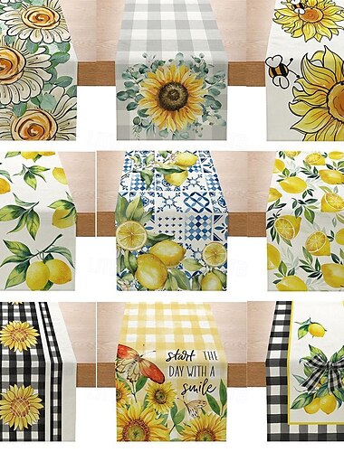  Camino de mesa de girasoles - Diseño de girasoles vibrante y alegre - Tela duradera y de alta calidad - Perfecto para alegrar su mesa de comedor - Ideal para el uso diario y ocasiones especiales