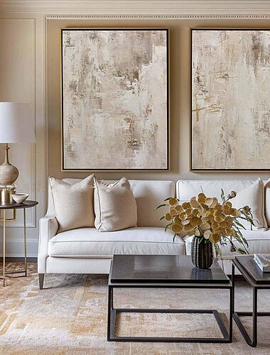  wabi sabi schilderij handgemaakte wandkunst beige abstract schilderij op canvas een paar beige textuur olieverfschilderij handgemaakte wandkunst neutrale abstracte schilderkunst wandkunst boho wal