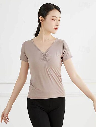  Sportkleidung oben Pure Farbe Farbaufsatz Damen Leistung Ausbildung Kurzarm Hoch Polyester