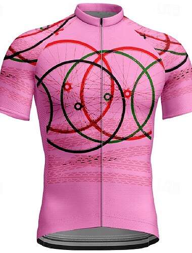  Hombre Maillot de Ciclismo Manga Corta Bicicleta Camiseta Maillot con 3 bolsillos traseros MTB Bicicleta Montaña Transpirable Secado rápido Rosa Azul Naranja Geométrico Poliéster Deportes Ropa