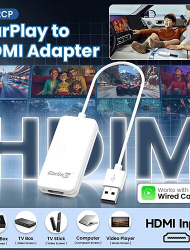  Carlinkit HD2CP-OVA-WH 3.5 дюймовый Беспроводная игра Автоматическое конфигурирование для