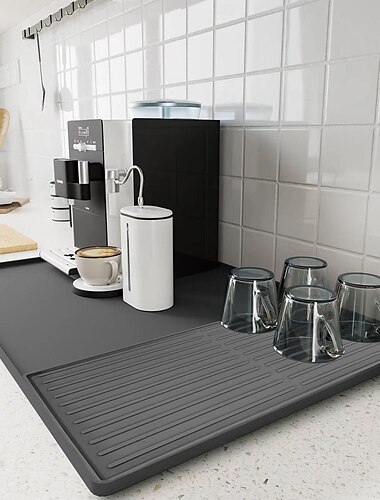  Kaffeematten-Set aus Silikon mit erhöhten Rändern – Kaffeebarmatte für die Arbeitsplatte, Kaffeezubehör passt unter die Kaffeemaschine/Espressomaschine, Abtropfmatte, hitzebeständiges Küchengerät