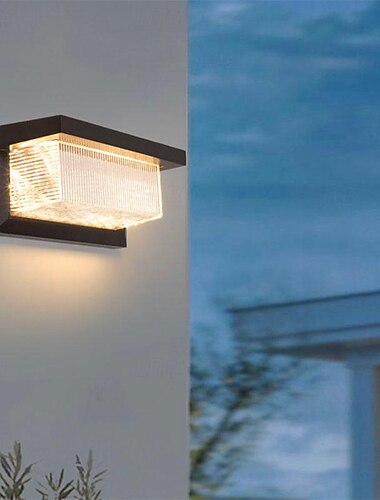  LED utendørs vegglamper varm hvit regntett veggmontert belysning med stripete akryl skjerm verandalys for huset garasje terrasselampe 110-240v