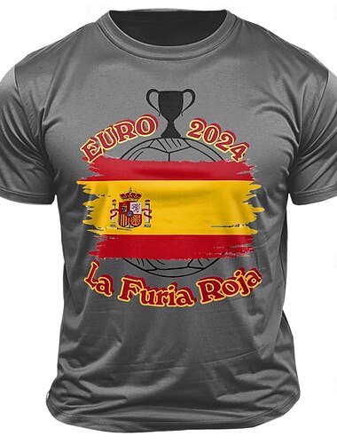  Herren Fußball-T-Shirt Fußball Flagge / Nationalflagge Champion T Shirt T-Shirt 100% Baumwolle Kurzarm Grafik Hemd Schwarz Weiß Dunkelgrau Bequemes T-Shirt Straße Sport im Freien Modedesigner-Kleidung