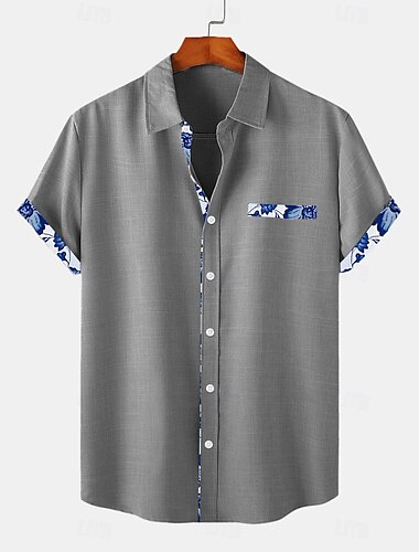  Men's Shirt Linen Shirt Summer Shirt Beach Wear Plain Casual Daily Black White Pink Dark Navy Short Sleeve Collar Summer Spring Clothing Apparel