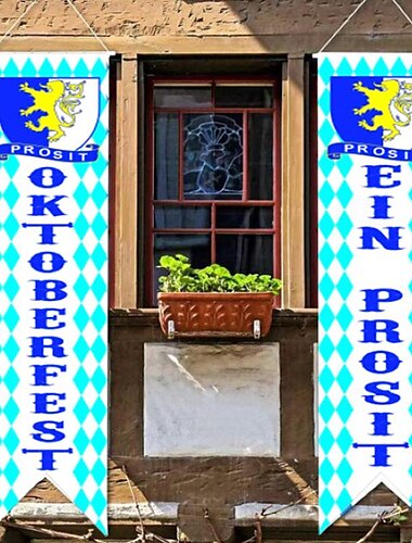  décorations de l'oktoberfest drapeau à chèque bavarois signe de bannière de l'oktoberfest porche de l'oktoberfest signe de bannière de bienvenue pour la fête à thème allemande décoration de défilé de