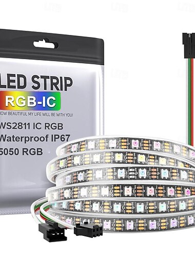  2.5m 5メートル フレキシブルＬＥＤライトストリップ 30/60 LED 5050 SMD 10mm 1個 RGBIC（アドレス可能なドリームカラー） LEDストリップライト 屋内 パーティー 防水 12 V