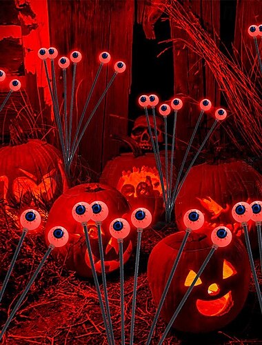  Solar-Halloween-Rasenlichter, Augäpfel, schaukelnde Glühwürmchenlichter, Halloween-Geisteraugen, wasserdicht für den Außenbereich, Hof, Urlaub, Party, Hof, Gehwegdekoration, 1/2 Stück