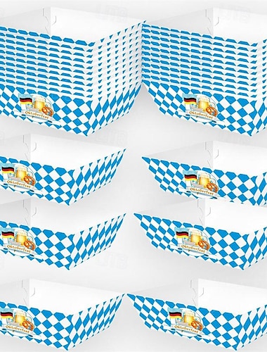  40 pièces fournitures de fête oktoberfest fête allemande drapeau bavarois 4 boîtes de nourriture de coin papier plateaux de collation du festival de la bière allemande plateaux de nourriture jetables