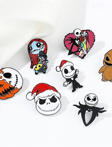  večer před vánocemi smaltovaný špendlík - kreativní roztomilý jack sally dárky pro fanoušky kreslený špendlík na oblečení batoh taška klobouk kolekce