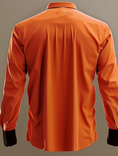  Halloween Gatto Scuro Per uomo Camicia con bottoni Manica lunga Da sera Giornaliero Autunno Inverno Primavera estate Colletto Stampa 3D Sottile Arancione Raso