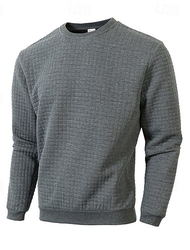  Herre Sweatshirt Vaffel sweatshirt Sort Hvid militærgrøn Kakifarvet Mørkegrå Rund hals Vanlig Rillet Med Tekstur Strik-tekstur Sport & Udendørs Daglig Ferie Polyester Gade Basale Afslappet Forår
