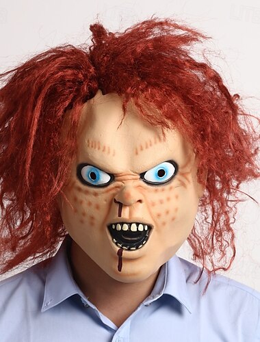  Chucky Maske Halloweentillbehör Voksne Herre Dame Skræmmende kostume Halloween Karneval Nemt karnevalskostume