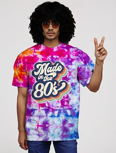  Hippie Mexikansk Afrikansk T-shirt Tie-Dye Tee 3D Slips med tryck 80-tal Retro vintage 80-talet 70-talet Till Herr Vuxna Maskerad 3D-utskrift Ledigt / vardag
