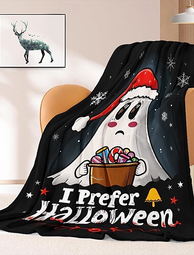  Halloween-Überwurfdecke mit fröhlichem Weihnachtsmannmützen-Muster