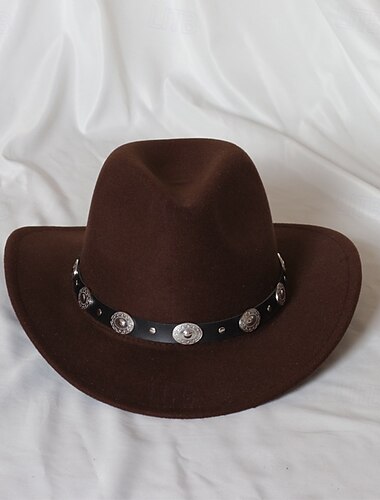  einfarbiger Unisex-Punk-Western-Cowboyhut mit Strickfilz