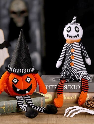  dekoracja w postaci lalki z dyni w stylu horroru na Halloween - przerażająca figurka ducha z tkaniny do upiornego wystroju domu i imprezy