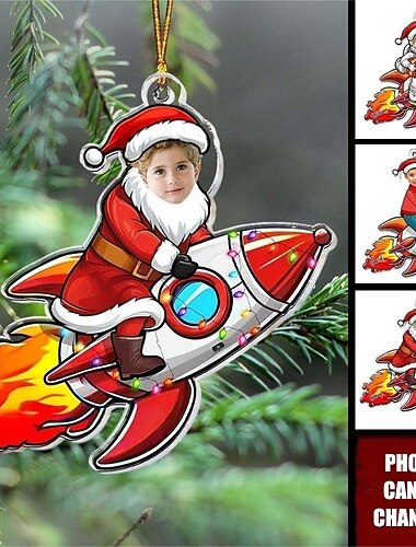  Persoonlijke Foto Kerst Ornamenten Acryl 2D Aangepaste Baby Gezicht Kerstboom Ornamenten Xmas Decoratie Hangende Pendant Cadeaus