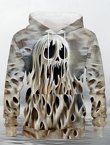  Geist Herren Modisch 3D-Druck Hoodie Sweatshirt Kapuze Halloween Hoodies Weiß Mit Kapuze Tasche 3D-Druck Herbst Winter Designer Kapuzenpullover
