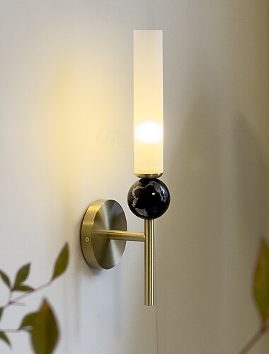  led-wandlampen voor binnen warm wit 1-lichts creatief nordic koperen metalen wandlamp hout vintage moderne woonkamer 110-240v