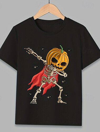  コットン１００％ 子供 男の子 ブラック カボチャ Tシャツ Ｔシャツ クルーネック 半袖 アウトドア カジュアル 日常 ファッション ベーシック 夏 春