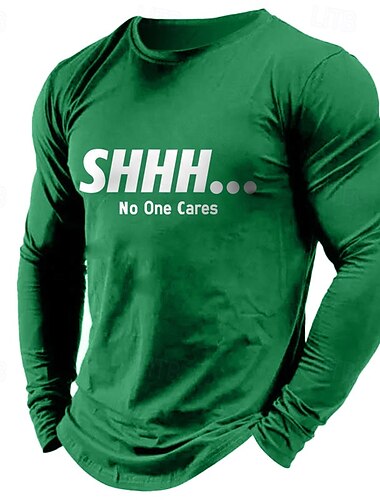  Mit Buchstaben bedruckt Psst Schwarz Grün Dunkelblau T Shirt Herren Grafik 100% Baumwolle Hemd Sport Brautkleider schlicht Hemd Langarm Bequemes T-Shirt Sommer Herbst Modedesigner-Kleidung S M L XL