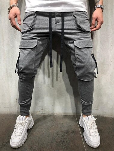  Per uomo Pantaloni cargo Pareggiatore Pantaloni tattici Pantaloni A cordoncino Vita elastica Multi tasca Liscio Indossabile Esterno Giornaliero Campeggio e hiking Di tendenza Classico Nero Grigio