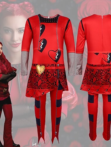  Discendenti L'ascesa del rosso Bambini Regina di Cuori Rossa Costume Tuta Costume Cosplay Cosplay di film for Ragazze Bambini Giornata universale dell'infanzia Capodanno Mascherata Performance