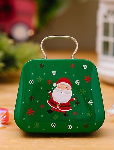  forsyninger til juledekorasjoner, tinn veske godteriboks, barnegave, mini tinn veske