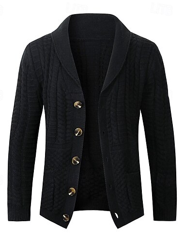  Herre Cardigan Genser Beskjærte genser Strikket genser Riflet Strikke Normal Knepp opp Lomme عادي Buet Mote Klassisk Dagligdagstøy Stevnemøte Klær Høst vinter Svart Lysegrå M L XL