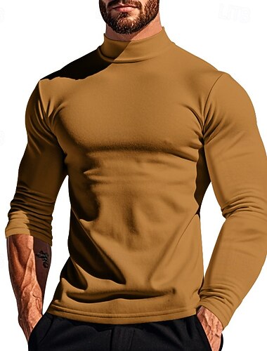  Per uomo Maglietta Camicia a Maniche Lunghe Manica Lunga Dolcevita Autunno & Inverno Semplice Moda Designer Essenziale Pile Vacanza Streetwear Uscire Nero Bianco Caffè Maglietta Top per Uomo