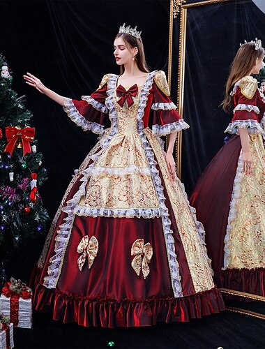  Gotisch Viktorianisch Vintage inspiriert Kleid Partykostüm Maskerade Prinzessin Shakespeare Einfarbig Ballkleid Damen Halloween Karneval Valentinstag Party Abendgesellschaft Maskerade Erwachsene Kleid
