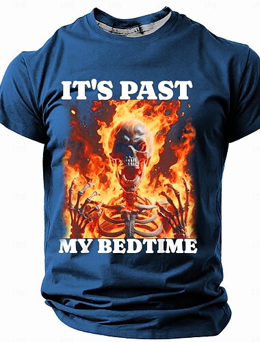  Totenkopf Motiv Flamme Lustiger Slang Retro Vintage Brautkleider schlicht Streetstyle Herren 3D-Druck T Shirt Strasse Sports Outdoor Casual T-Shirt Schwarz Blau Grün Kurzarm Rundhalsausschnitt Hemd