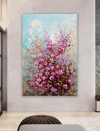  håndlavet stort 3d blomst oliemaleri på lærred håndmalet hvid kirsebær blomst maleri stor væg kunst maleri håndlavet palet kniv maleri tekstureret akryl maleri håndlavet kunst maleri